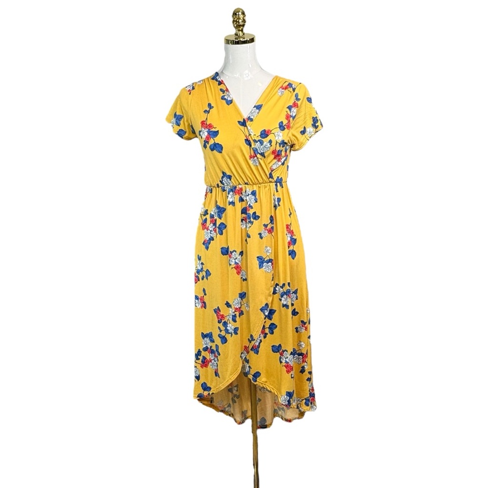 NWT J Mode floral soft wrap hi Lo hem dress size L